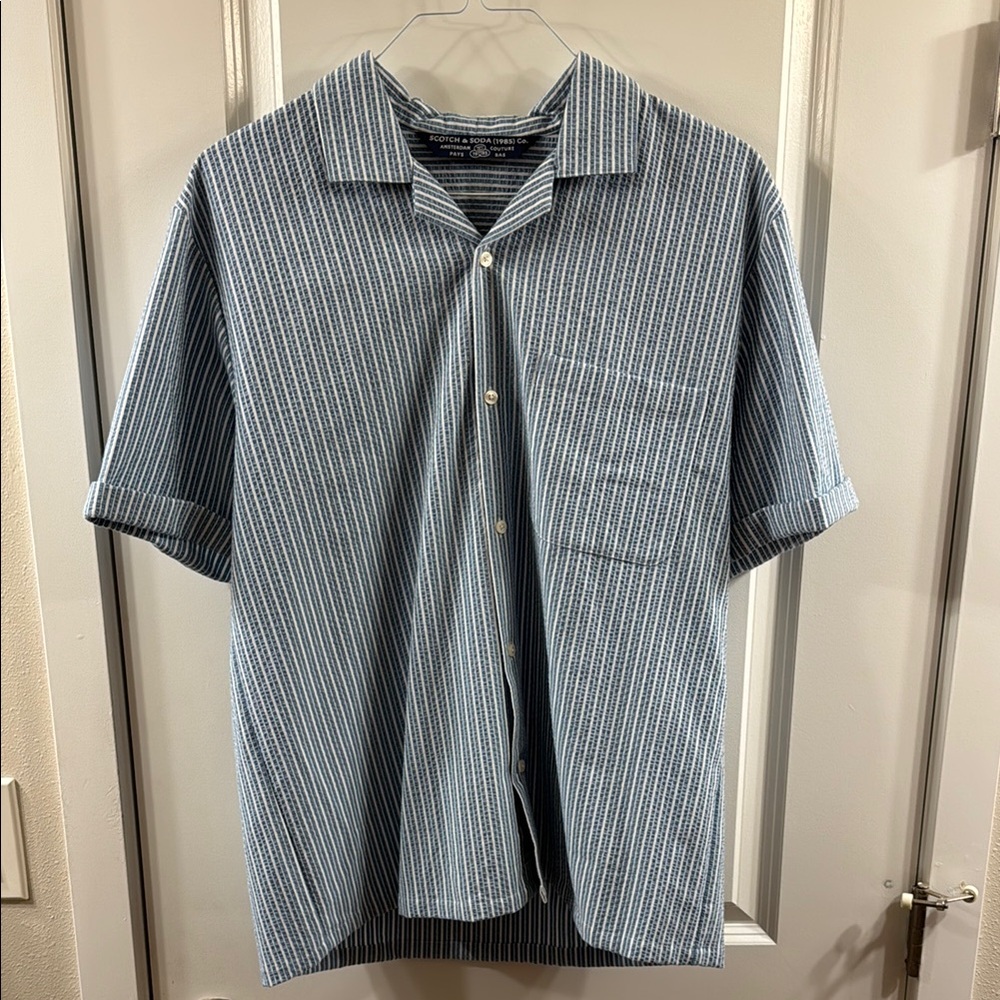 Scotch & Soda Blue and White Seersucker button down XL